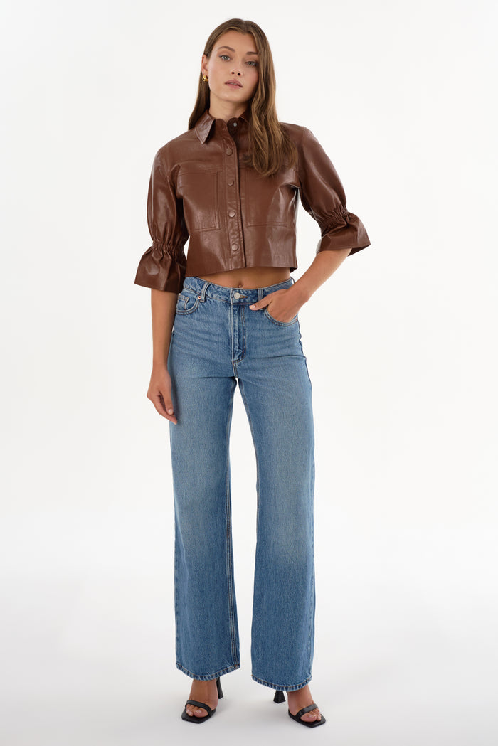 Lamarque CAROLINA | Veste En Cuir à Manches à Volants