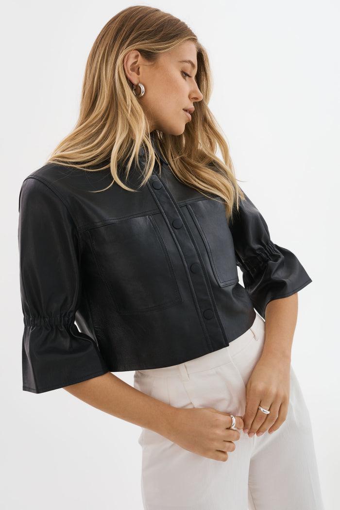 Lamarque CAROLINA | Veste En Cuir à Manches à Volants