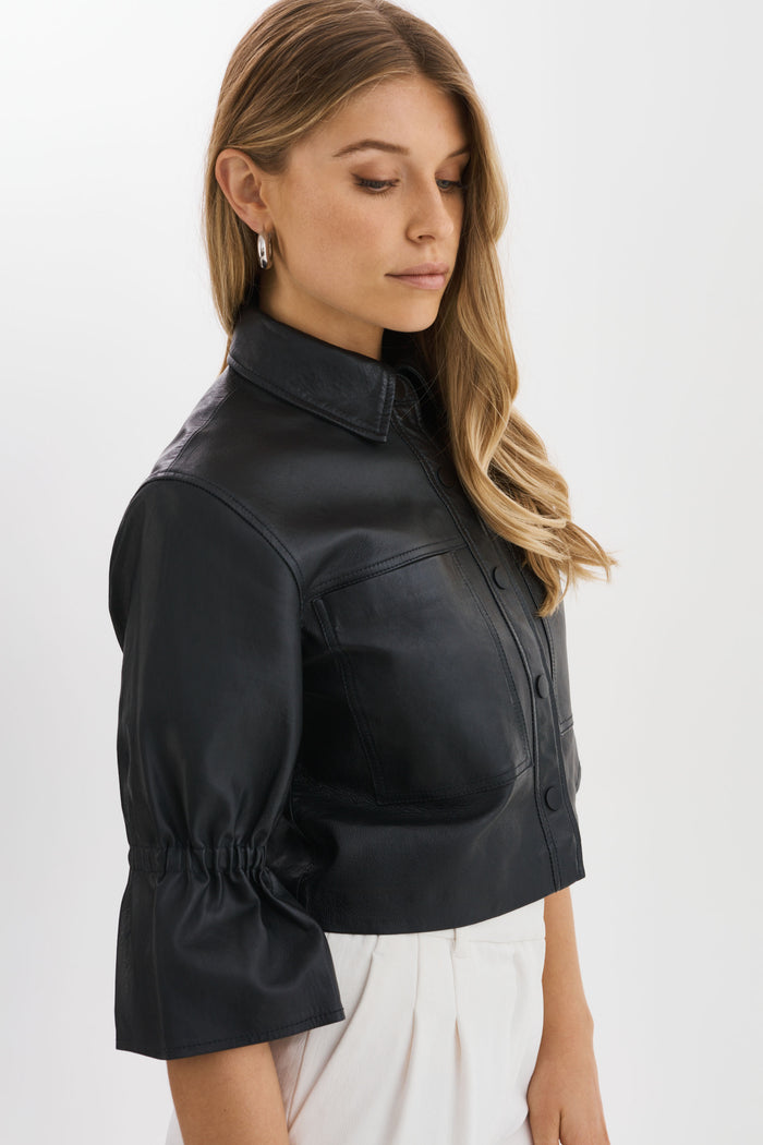 Lamarque CAROLINA | Veste En Cuir à Manches à Volants
