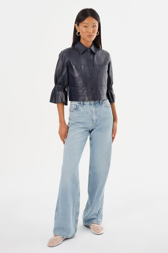 Lamarque CAROLINA | Veste En Cuir à Manches à Volants