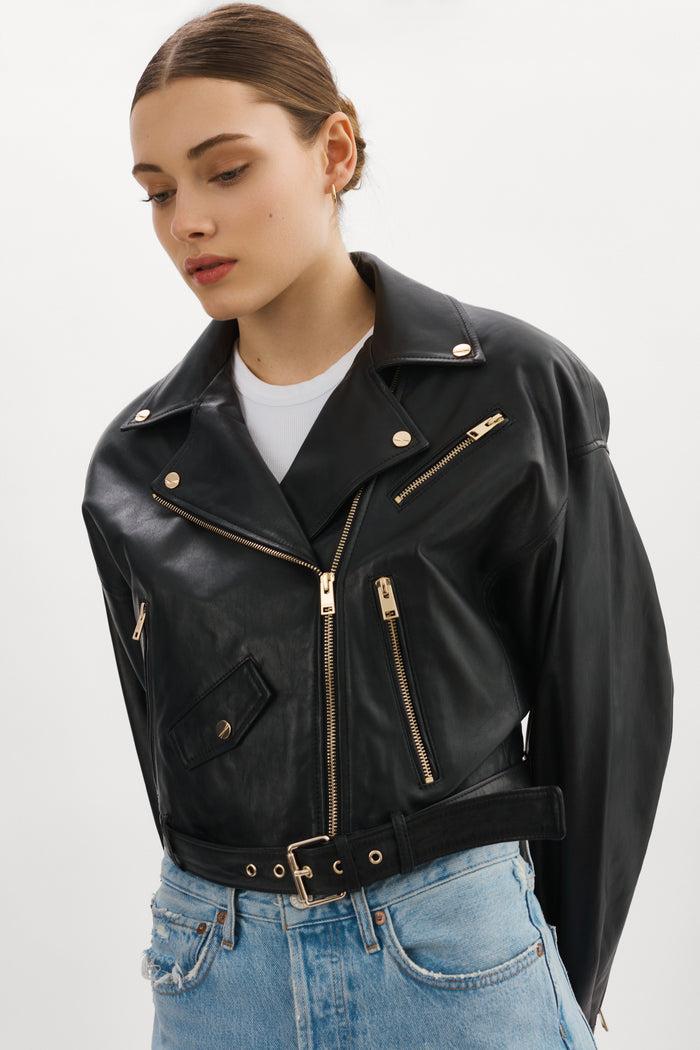 Lamarque DYLAN OR | Veste Motard En Cuir Des Années 80