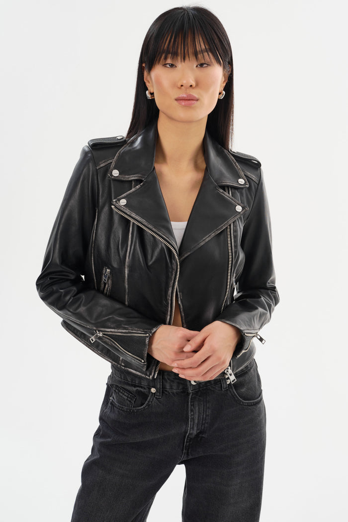 Lamarque HOLY | Blouson motard en cuir avec capuche amovible