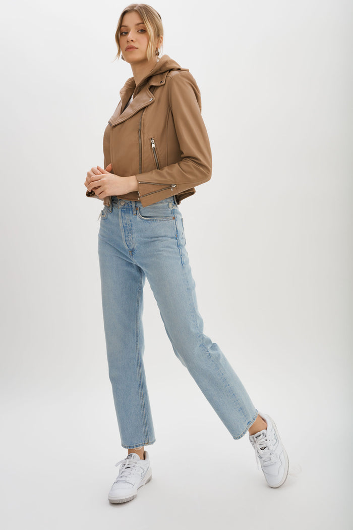 Lamarque HOLY | Veste Moto En Cuir Avec Capuchon Amovible