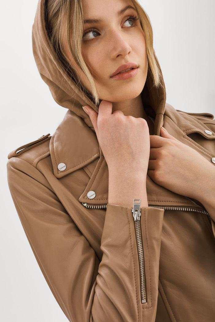 Lamarque HOLY | Veste Moto En Cuir Avec Capuchon Amovible