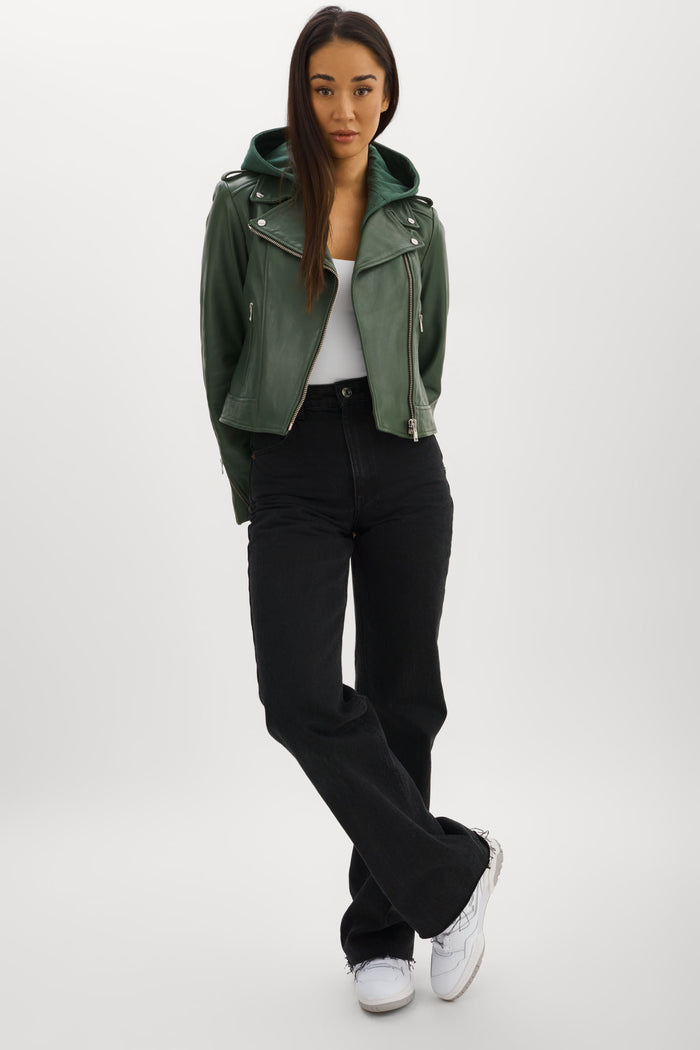 Lamarque HOLY | Veste Moto En Cuir Avec Capuchon Amovible