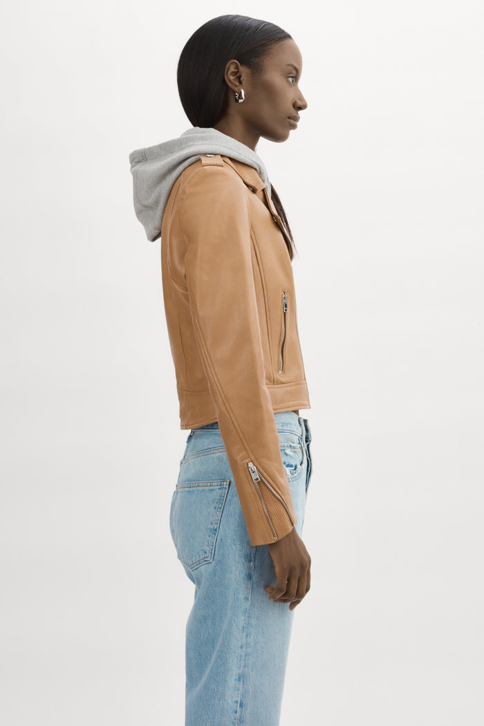 Lamarque HOLY | Veste Moto En Cuir Avec Capuchon Amovible