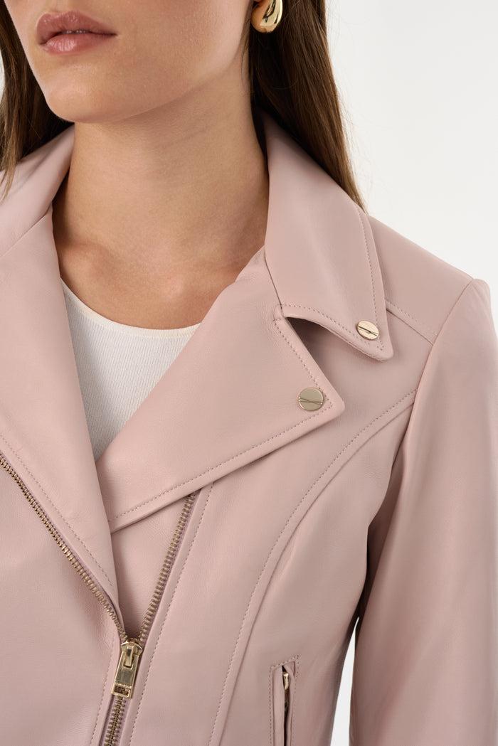 Lamarque KELSEY | Veste Motard En Cuir Avec Quincaillerie Champagne