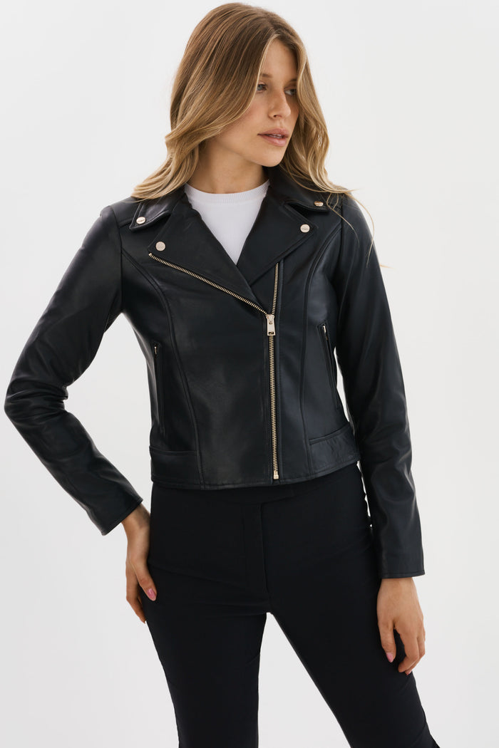 Lamarque KELSEY | Veste Motard En Cuir Quincaillerie Champagne