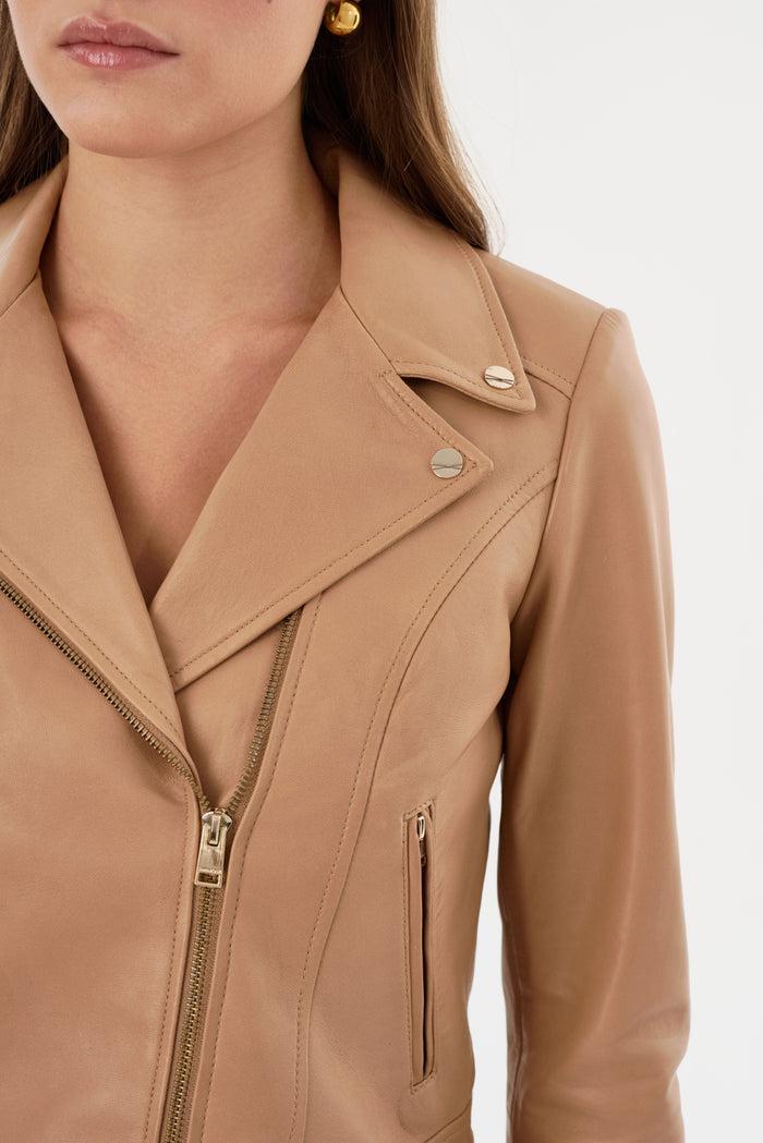 Lamarque KELSEY | Veste Motard En Cuir Quincaillerie Champagne