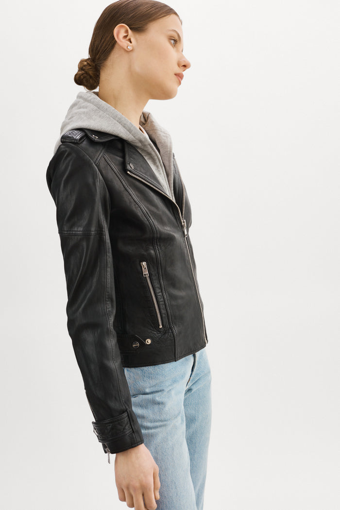 Lamarque ANNA | Veste Moto En Cuir Convertible Noir