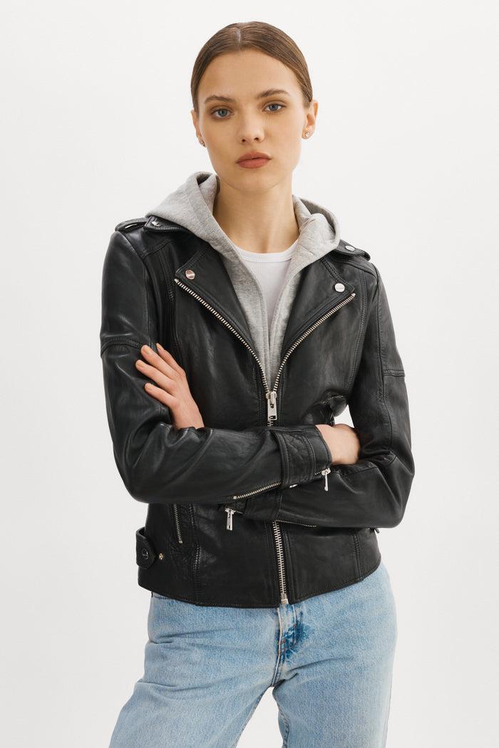 Lamarque ANNA | Veste moto en cuir convertible noir