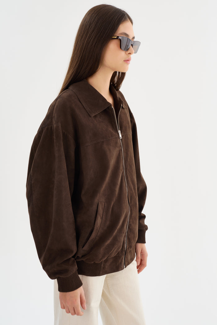 Lamarque CADEN | Blouson Bombardier Oversize En Daim