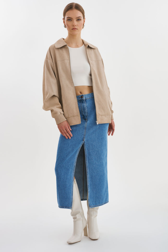 Lamarque CADEN | Blouson Bombardier Oversize En Daim