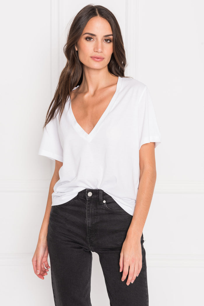 Lamarque CECILIA T-shirt Décolleté Plongeant Blanc