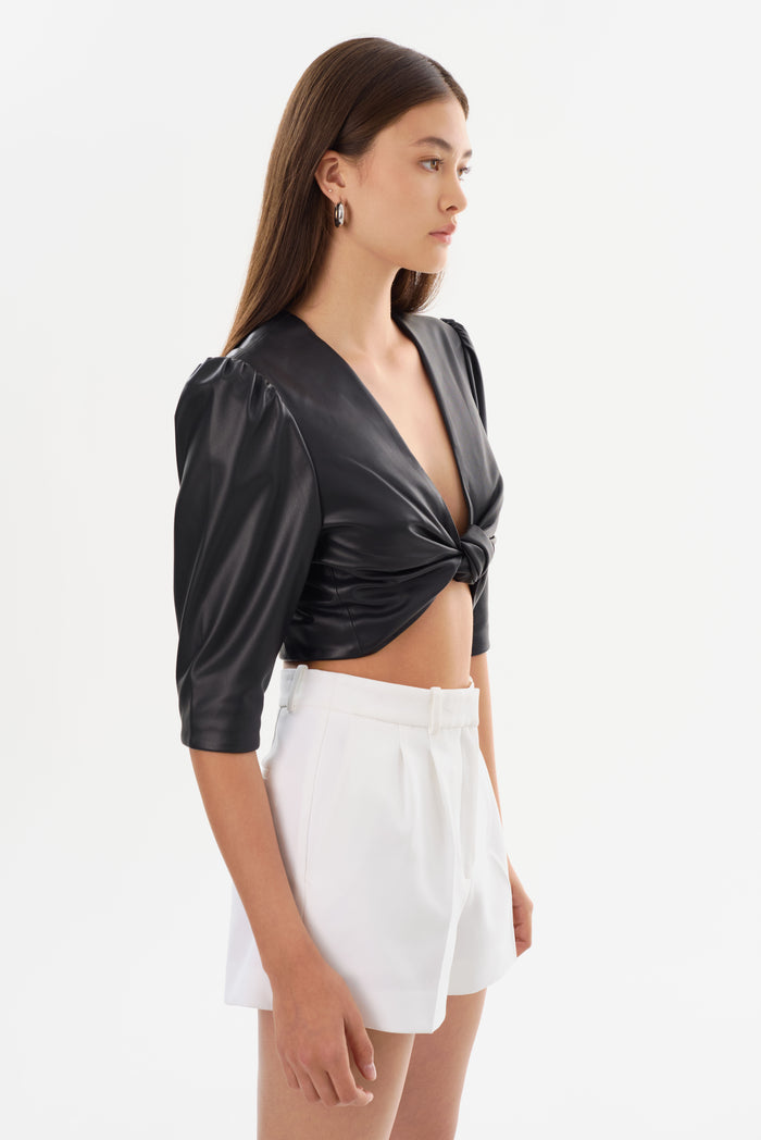 Lamarque CHANA | Crop Top En Cuir Noir