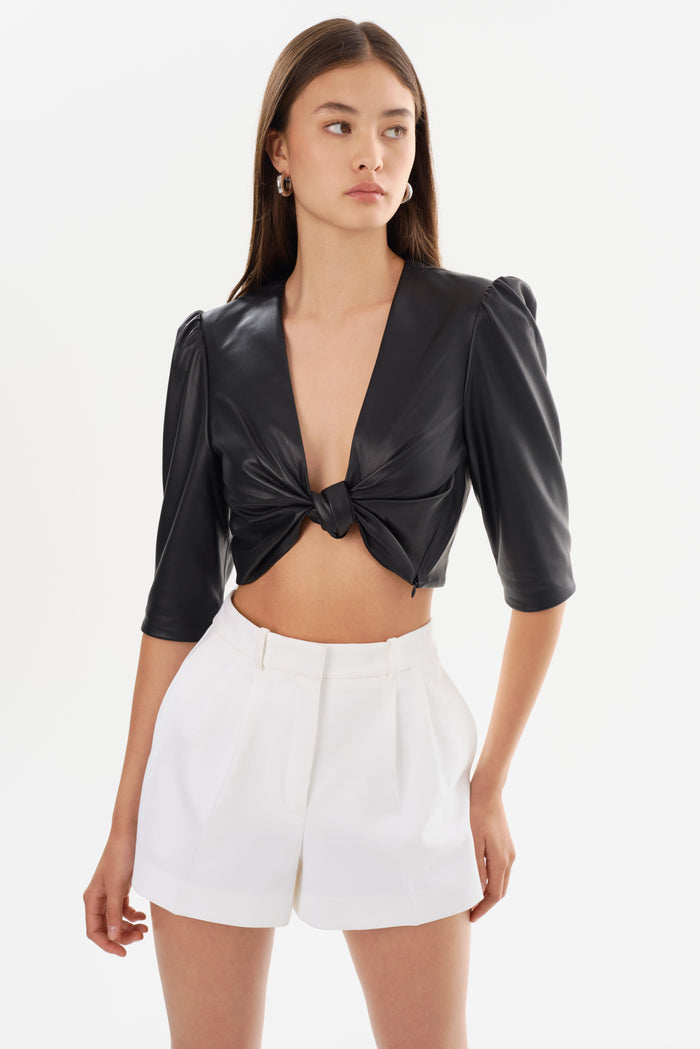 Lamarque CHANA | Crop top en cuir noir