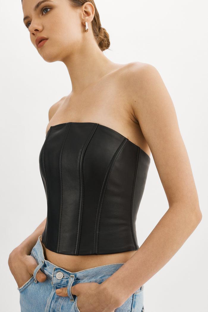 Lamarque DAVINA | Bustier En Cuir Noir