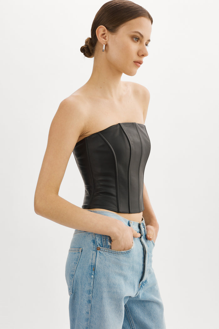 Lamarque DAVINA | Bustier En Cuir Noir