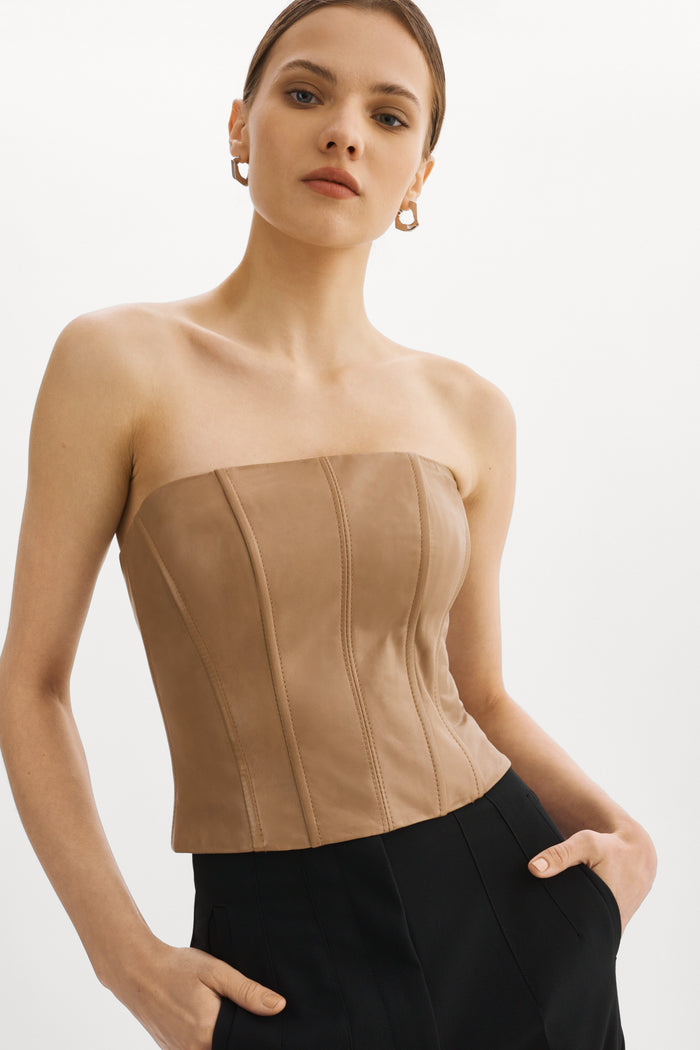 Lamarque DAVINA | Bustier En Cuir Sesame