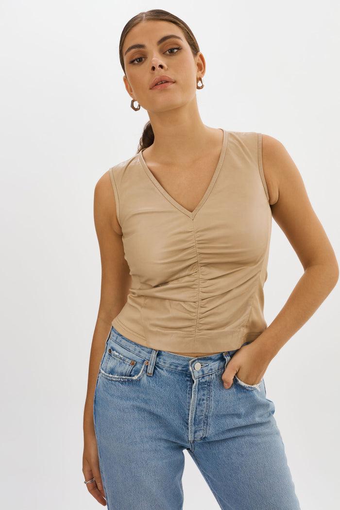 Lamarque FIRMINA | Top froncé en cuir