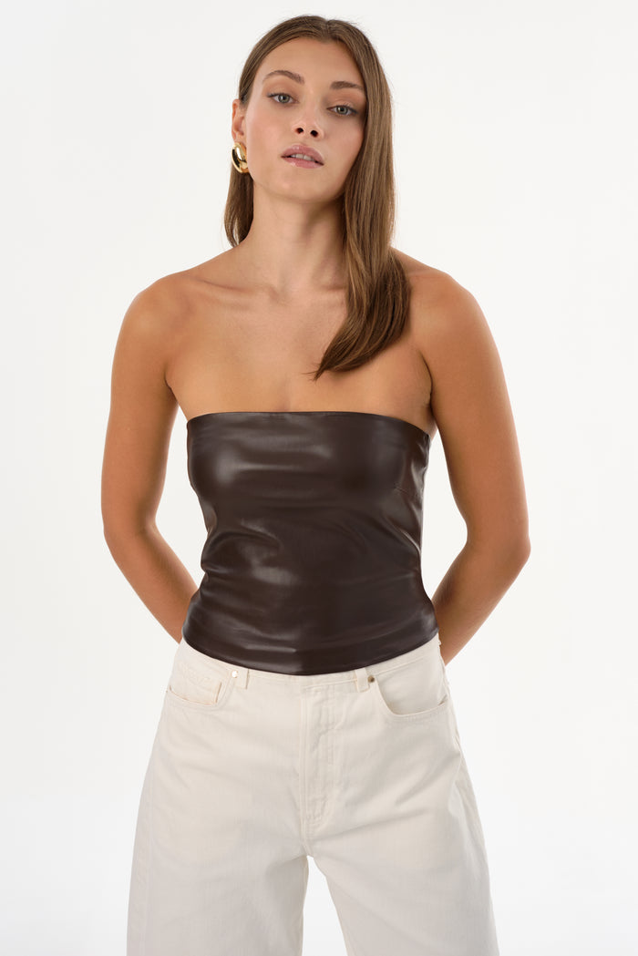 Lamarque GIADA | Haut Sans Bretelles En Similicuir