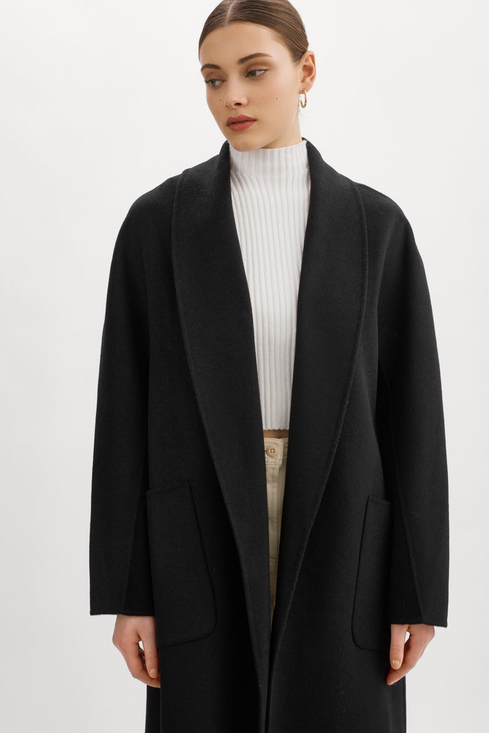 Lamarque THARA | Manteau En Laine à Col Châle Noir