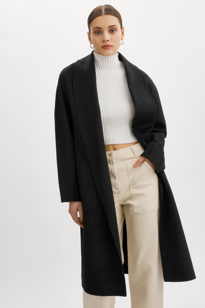 Lamarque THARA | Manteau En Laine à Col Châle Noir