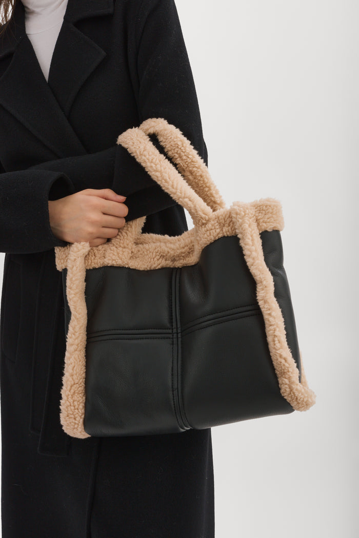 Lamarque ZOEY | Sac Fourre-tout En Cuir Et Sherpa