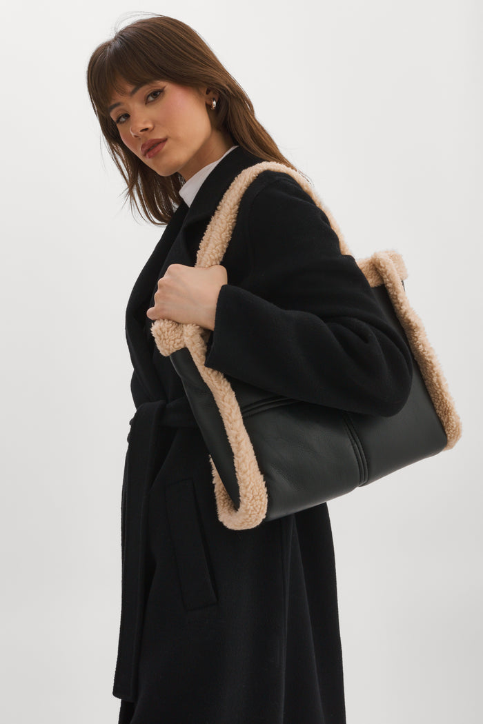 Lamarque ZOEY | Sac Fourre-tout En Cuir Et Sherpa