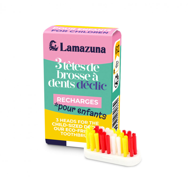 lamazuna Recharge 3 têtes brosse à dents enfant