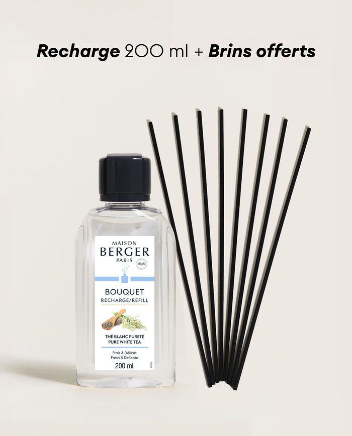 lampe berger Recharge bouquet 200ml + Etui de 8 brins noirs 24cm