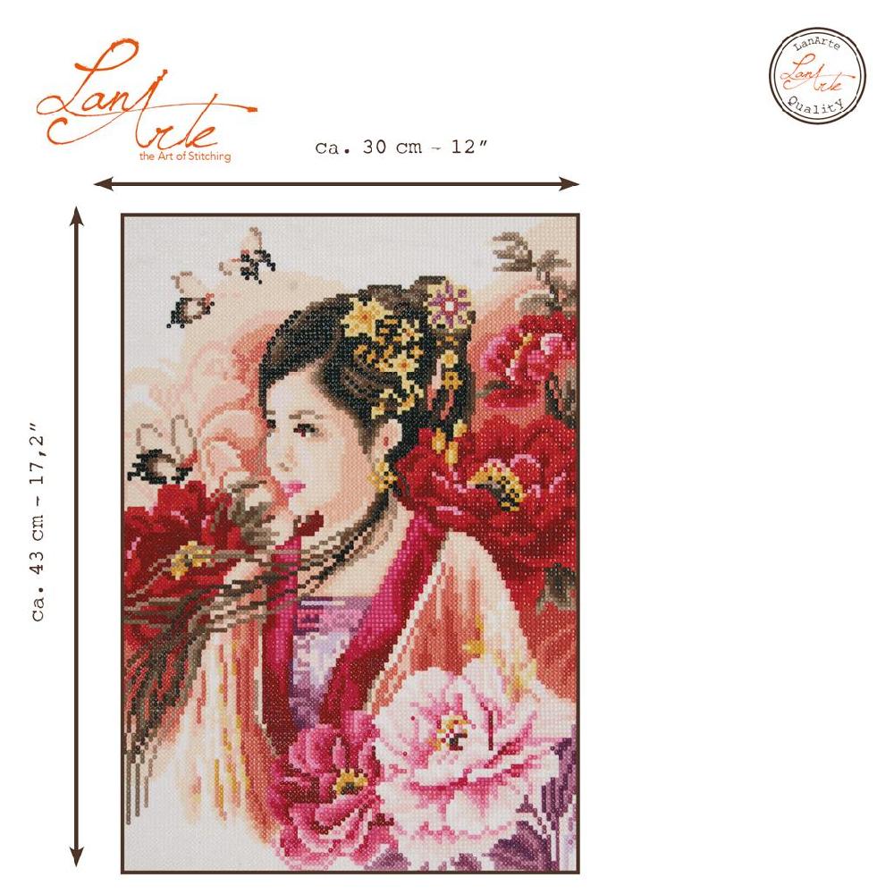 Lanarte Diamond Painting Kit Dame Asiatique En Rose