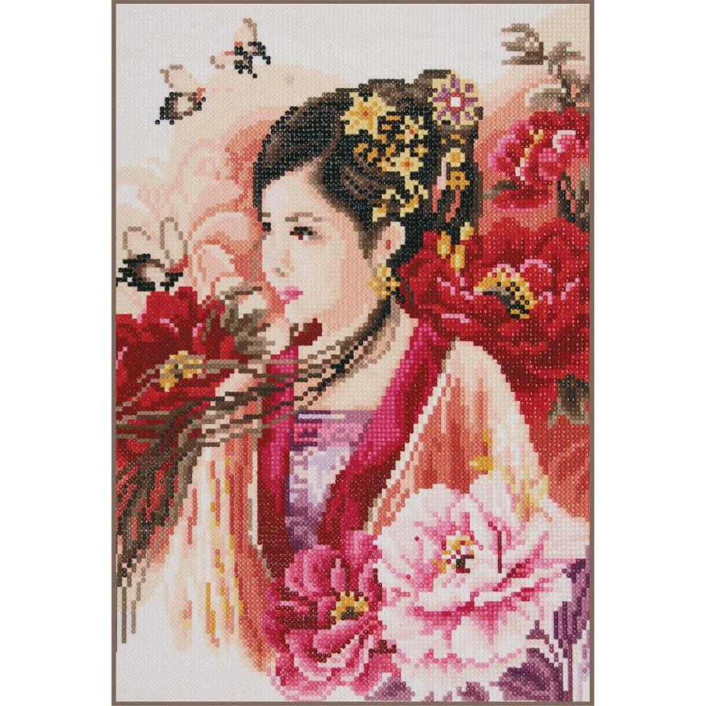 lanarte Diamond painting kit Dame asiatique en rose