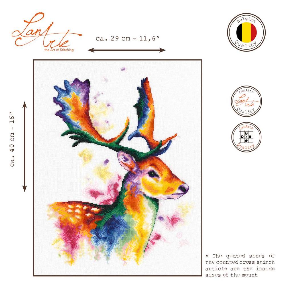 Lanarte Kit Au Point Compté Cerf Aux Couleurs Arc-en-ciel