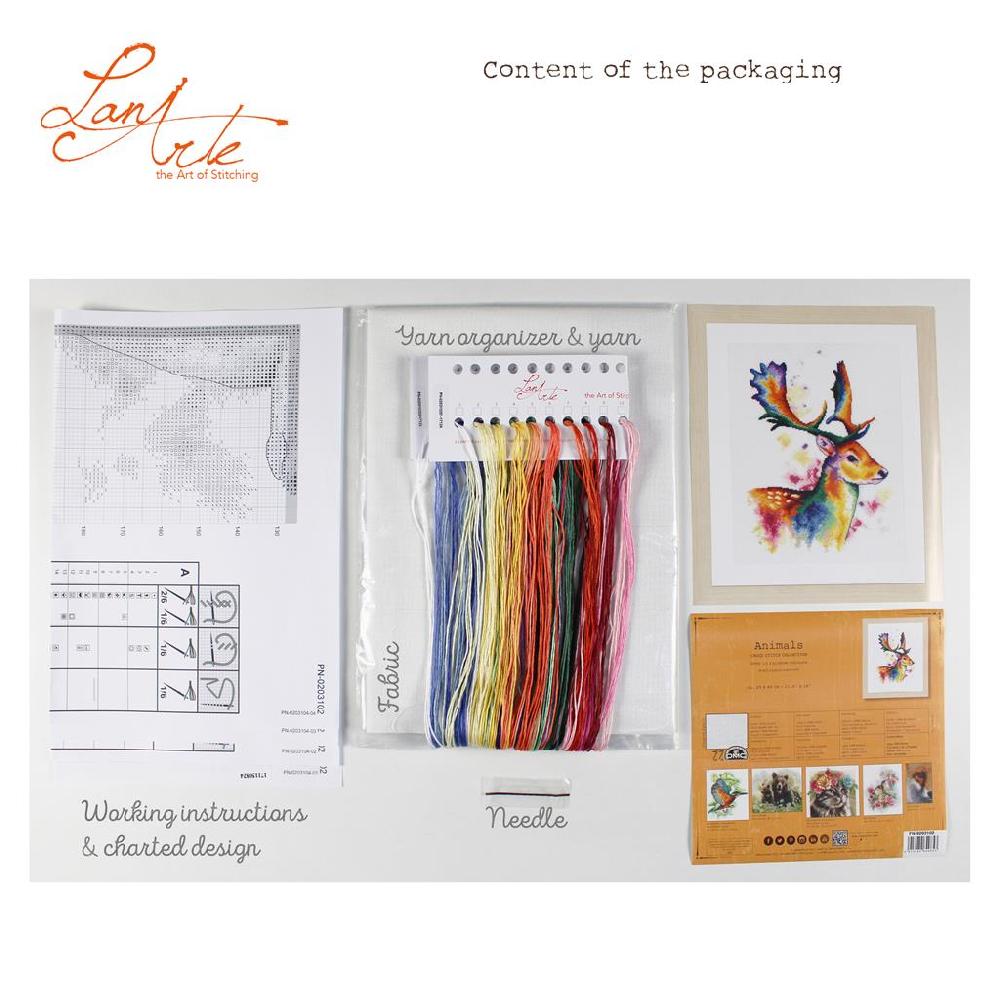 Lanarte Kit Au Point Compté Cerf Aux Couleurs Arc-en-ciel