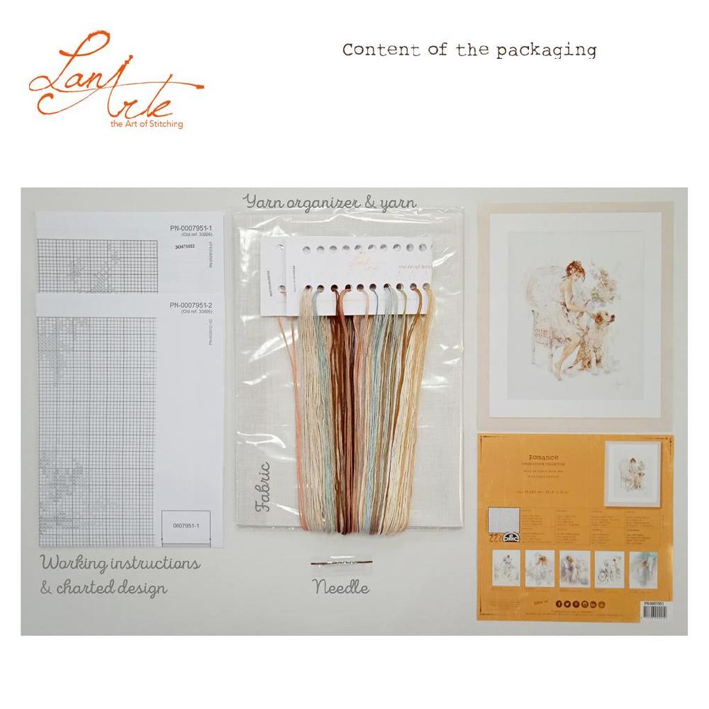 Lanarte Kit Au Point Compté Fille Sur Chaise Avec Chien