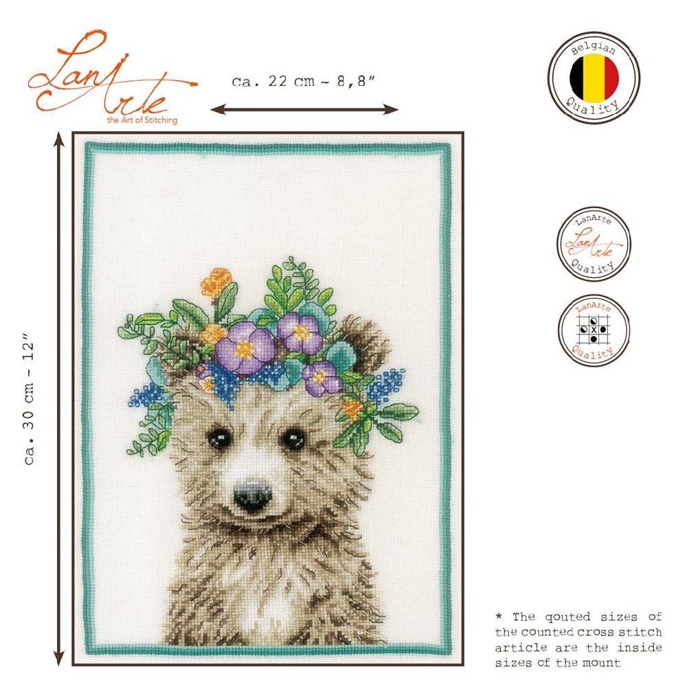 Lanarte Kit Au Point Compté Ours Couronne De Fleurs