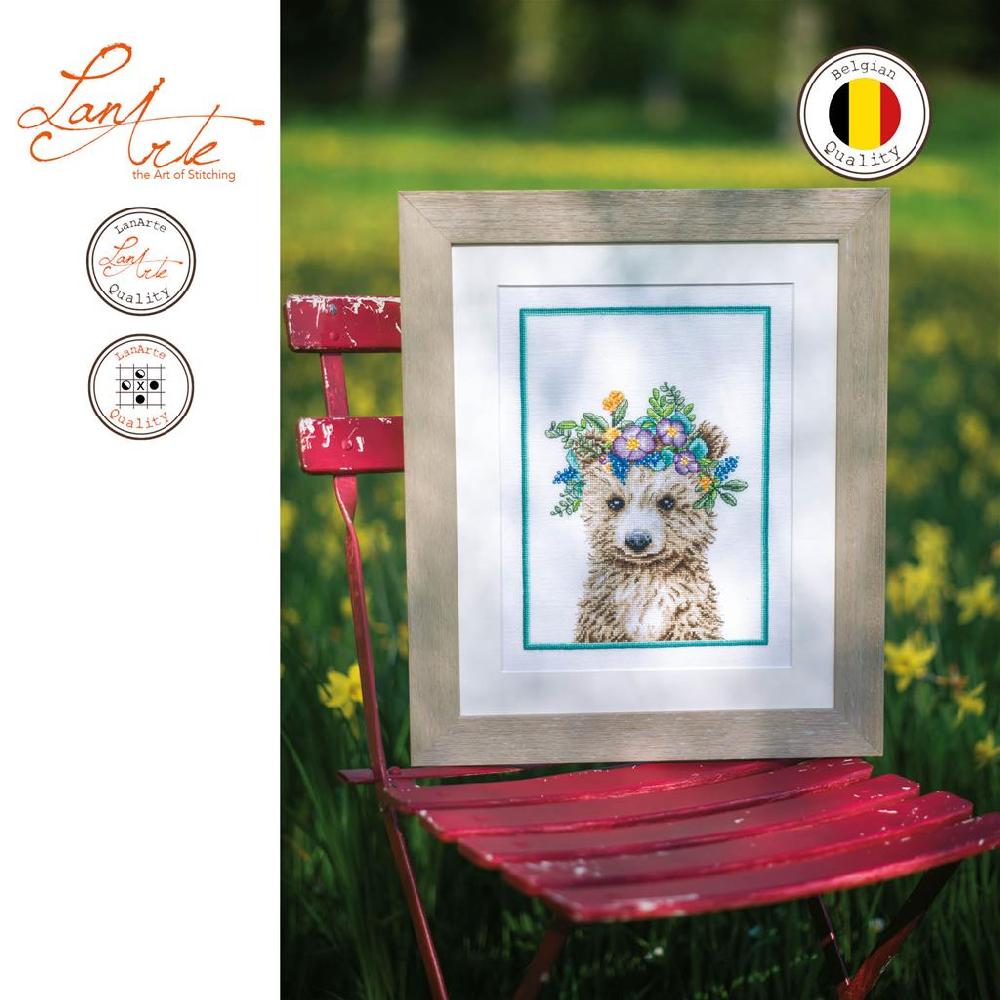 Lanarte Kit Au Point Compté Ours Couronne De Fleurs