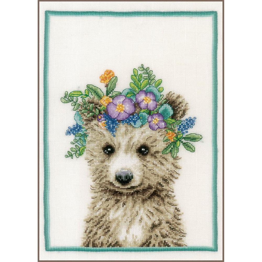 lanarte Kit au point compté Ours couronne de fleurs