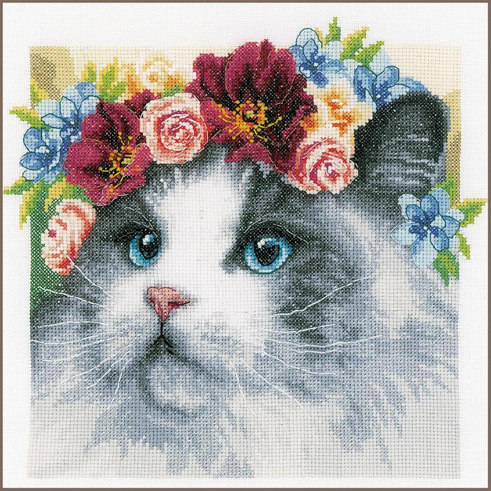 lanarte Kit au point compté Ragdoll couronne de fleurs