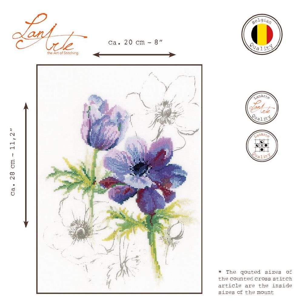 Lanarte Kit Au Point Compté Anémones Bleues