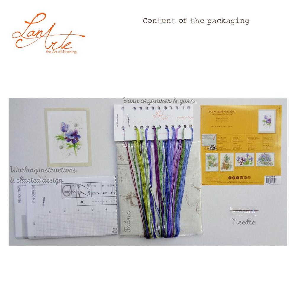 Lanarte Kit Au Point Compté Anémones Bleues