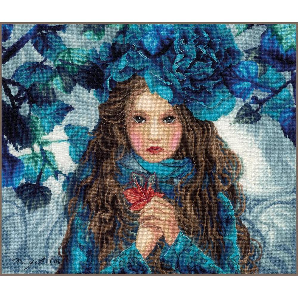 lanarte Kit au point compté Blue Flowers Girl