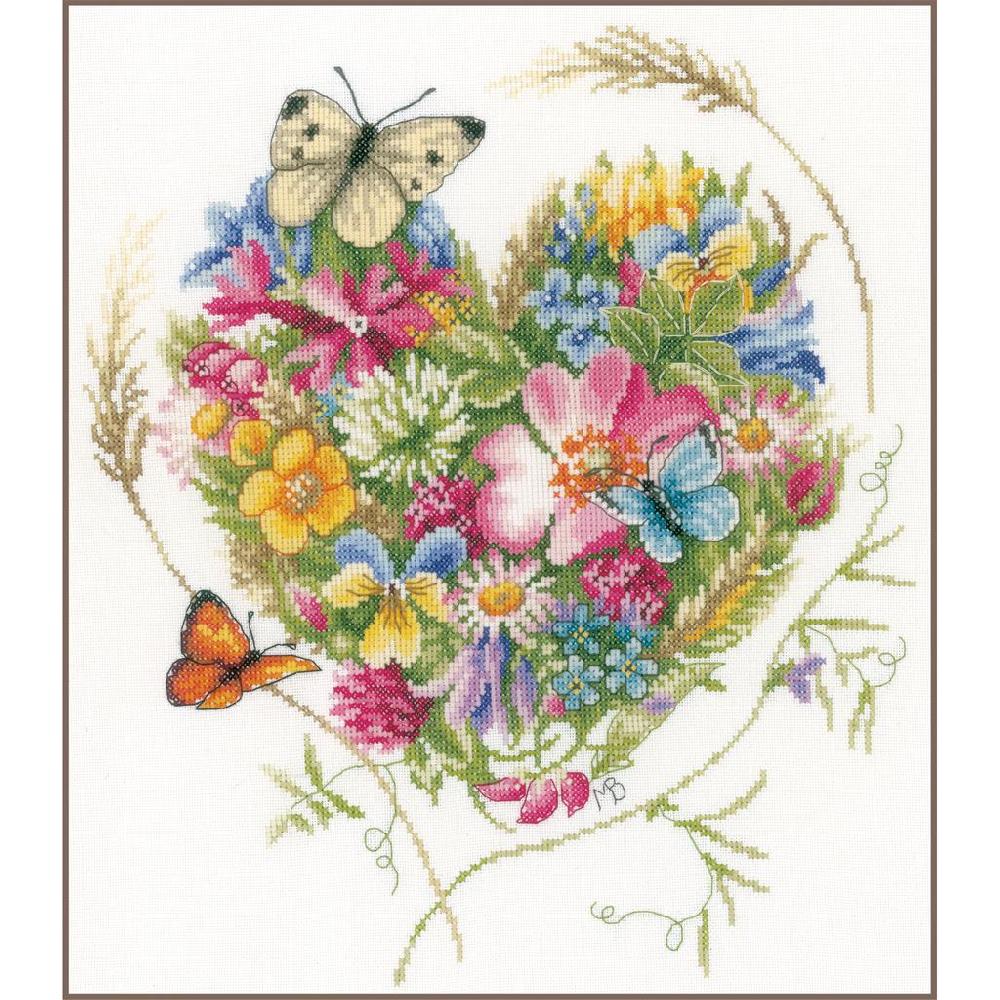 lanarte Kit au point compté Coeur de fleurs