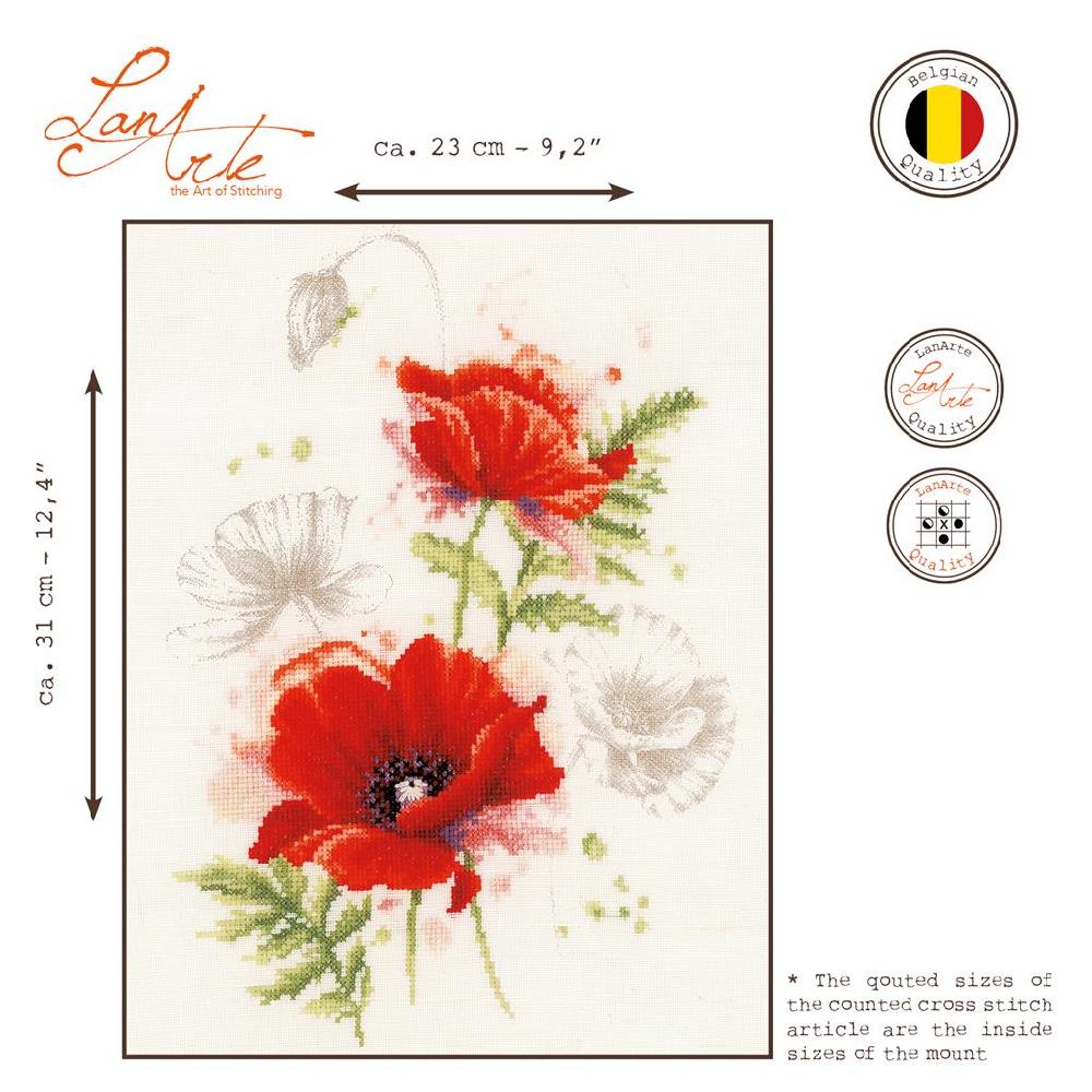 Lanarte Kit Au Point Compté Coquelicots