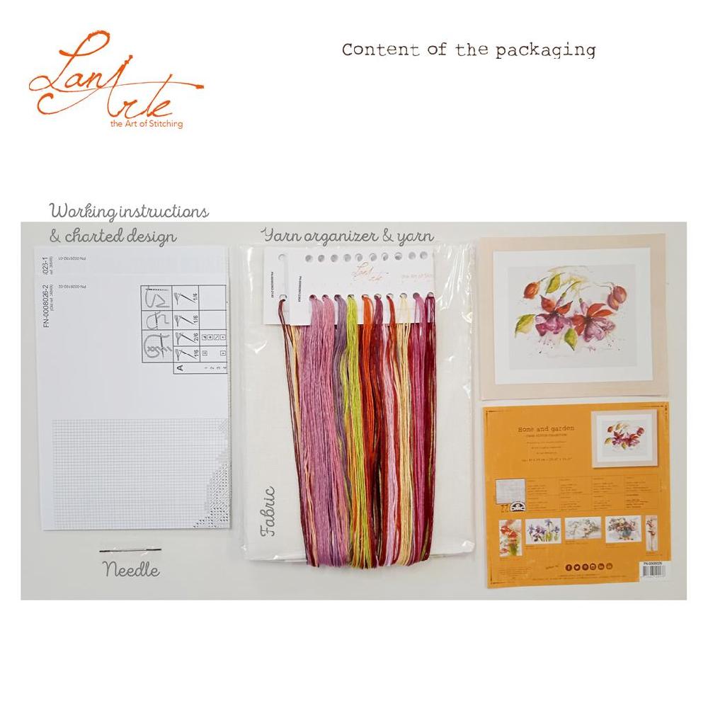 Lanarte Kit Au Point Compté Fleurs En Aquarelle