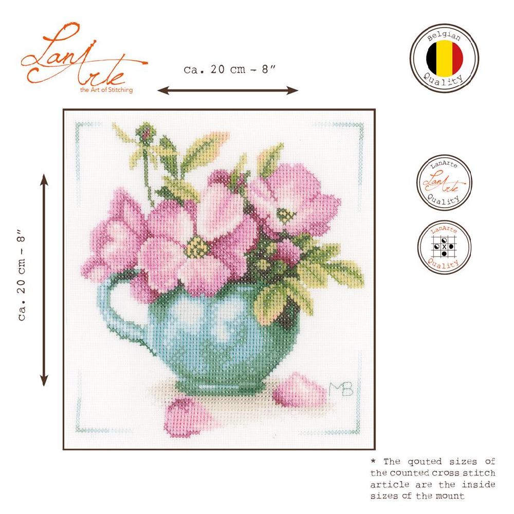 Lanarte Kit Au Point Compté Fleurs Roses