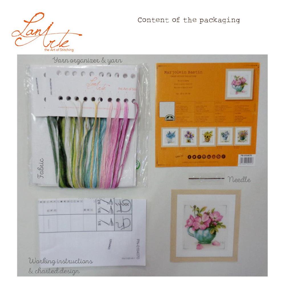 Lanarte Kit Au Point Compté Fleurs Roses