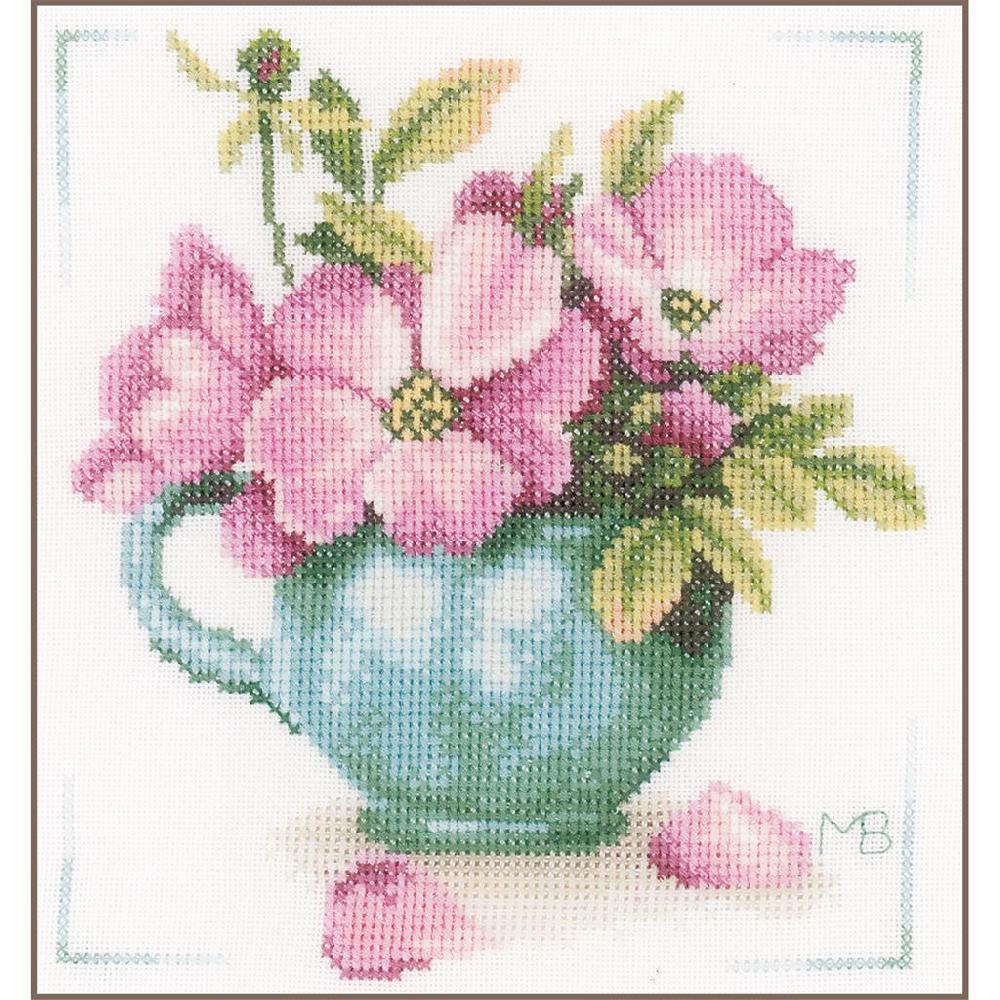 lanarte Kit au point compté Fleurs roses