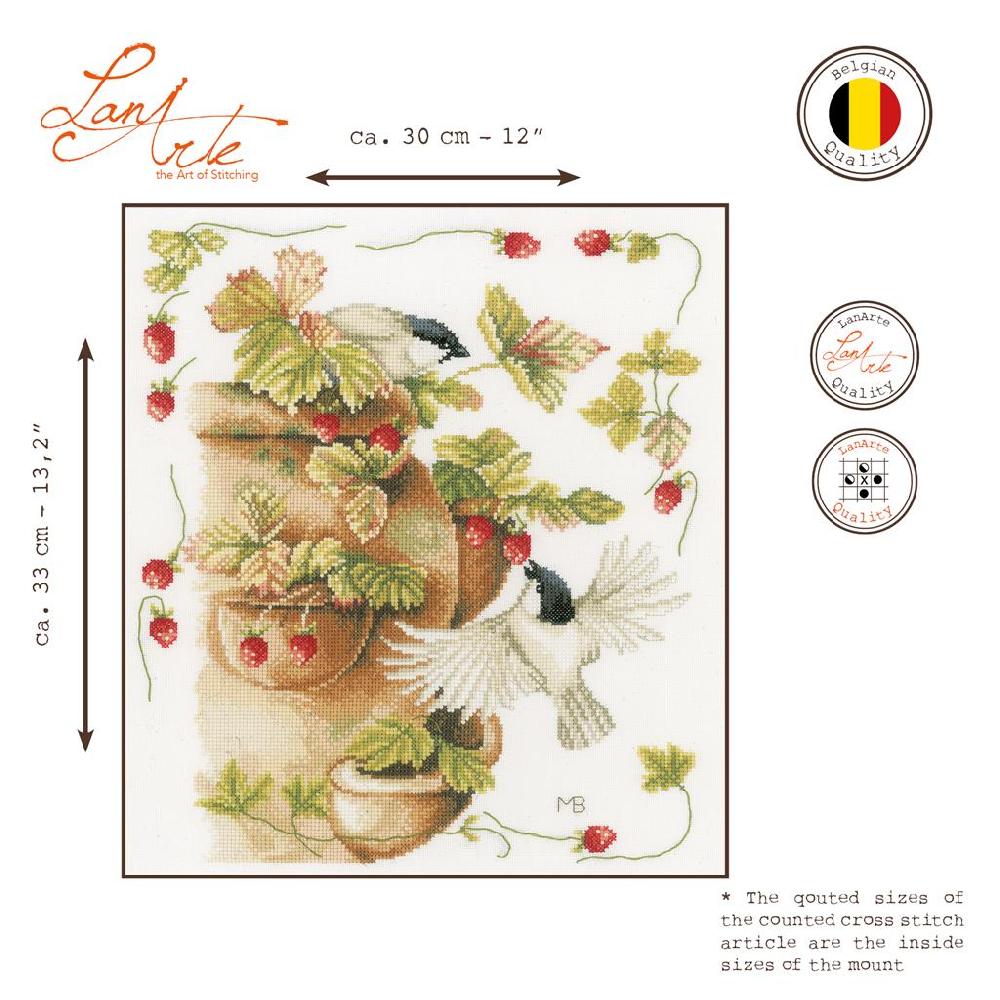 Lanarte Kit Au Point Compté Fraises Et Oiseaux